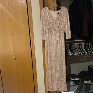 Alex Evenings Pink Sequin Long Sleeve Dress